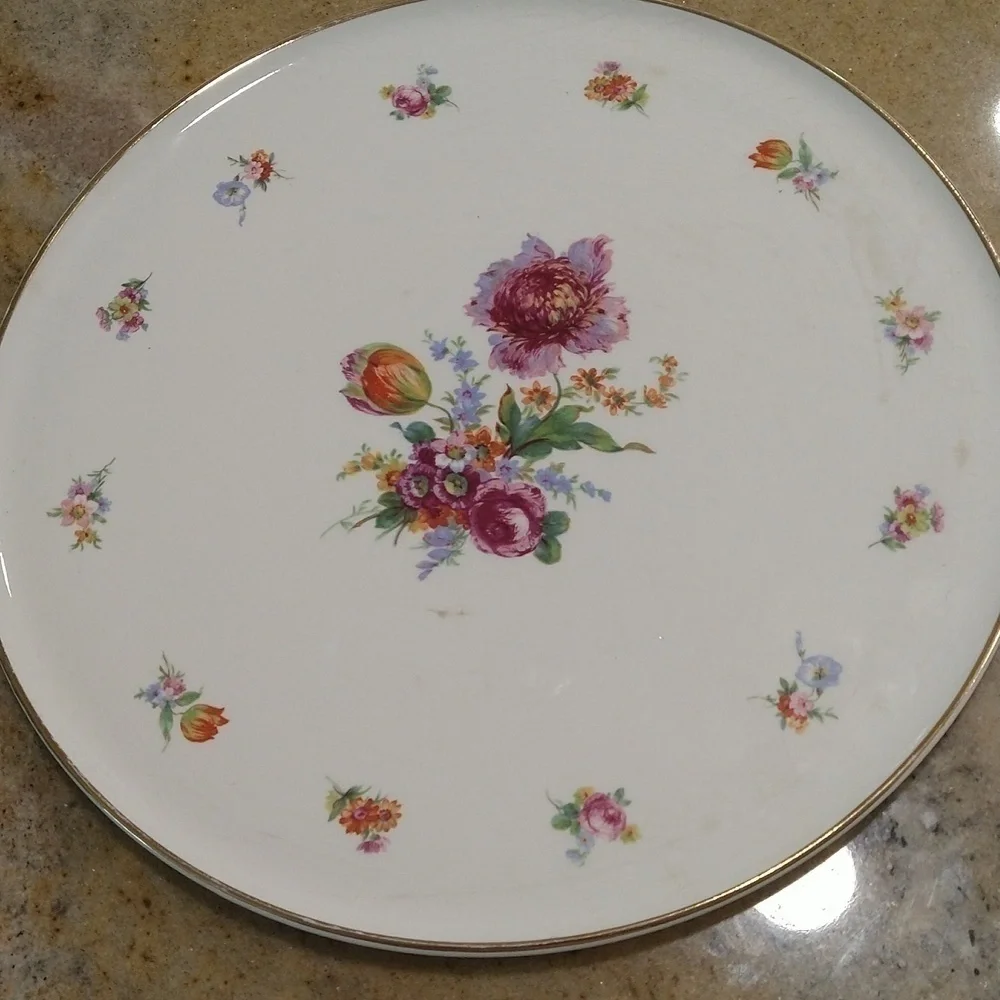 Vintage Erphila art pottery cake plate made in Germany 11 1/4